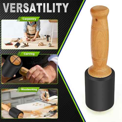 Wood Carving Mallet 15 oz - Non-Slip Urethane Head Woodworking Hammer for Chisels & Carving Tools (Black)