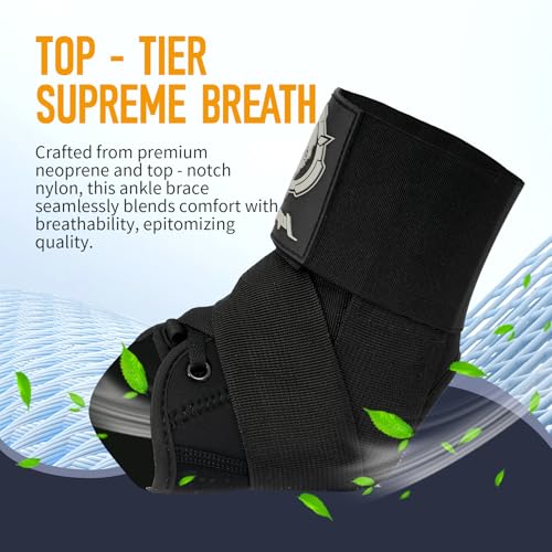Jupiter Ankle Brace for Sprained Ankles for Women & Men, Made of Neoprene with Dual Springs, for Injury Recover, Running, Basketball and Cycling(Black L 14‘’-16‘’)