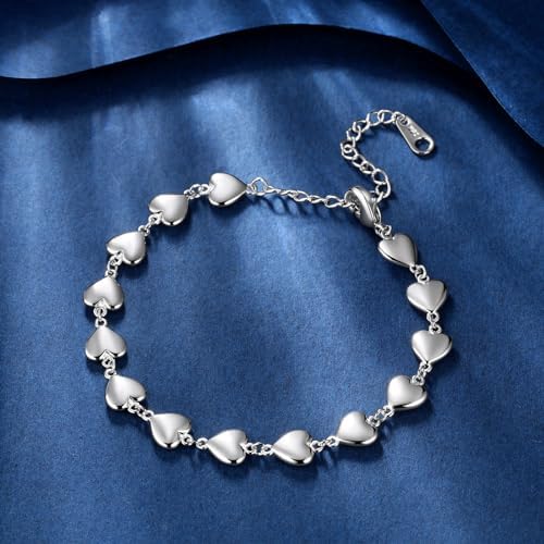 beautlace Heart-Link Bracelet Adjustable Bracelets Silver/18K Gold/Black Gun Plated Love Heart Charm Jewelry Gifts for Women KB0029
