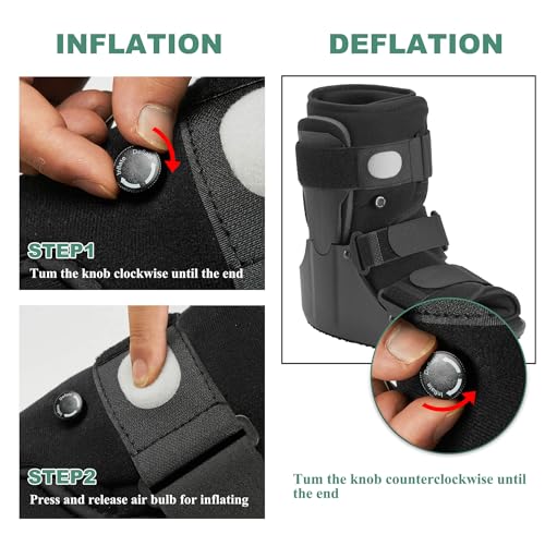 Short Walking Boot, Air CAM Fracture Boot Protection Walker with Plastic Molded Uprights Support for Sprained Ankle Injured Broken Foot Recovery Fits Left or Right Foot Large