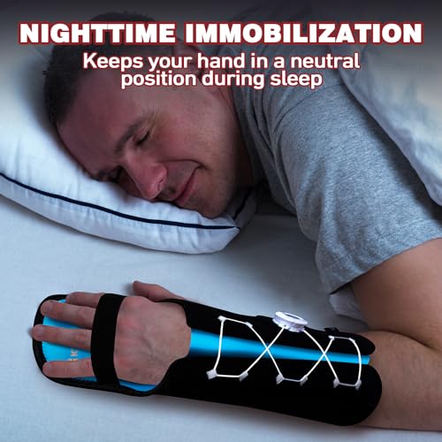 Resting Hand Splint with Adjustable Knob, Night Immobilizer with Removable Splints for Pain Relief, KTQUICK Hand&Wrist Brace for Carpal Tunnel, Stroke Recovery, Arthritis, Tendinitis-Left Hand X-Large