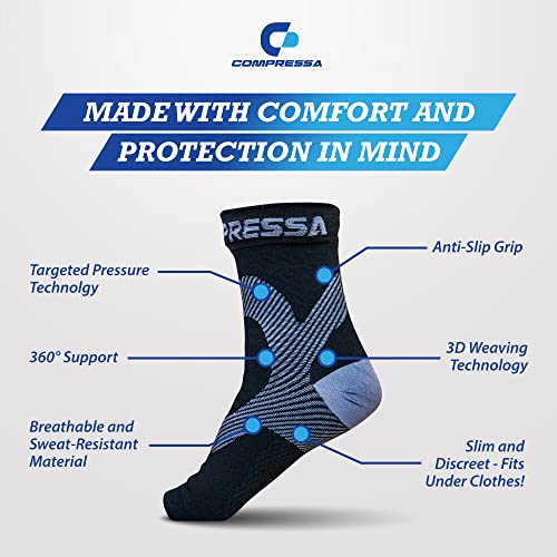 Compressa Compression Socks for Women & Men - Ankle Compression Sleeve with Premium Non-Slip Support Joint Pain, Muscle Recovery, Arthritis Relief, Injury Recovery, & More (3 Pairs - Open Toe)