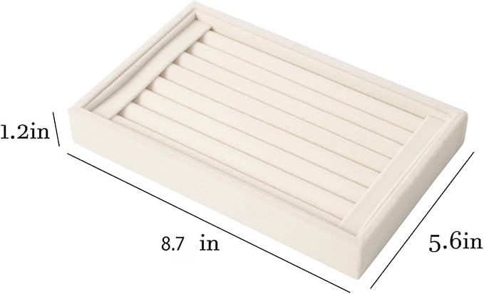 Ring Holder Display Tray Jewelry Organizer Stands for Selling Rings Earrings Show (Beige)