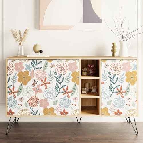 WENMER Floral Peel and Stick Wallpaper 17.71¡±¡¿118¡±Boho Floral Wallpaper Pink Floral Contact Paper Self Adhesive Removable Wallpaper for Bathroom Cabinet Decorative