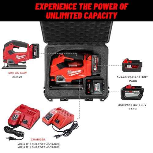 Hard Case for Milwaukee Jigsaw M18 Fuel - Hard Storage Case Replacement for Jig Saw, Tool Carrying Case for Milwaukee D-handle Jig Saw 2737-20 Batteries & Charger Combo Kit (Case Only)