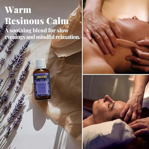 Frankincense & Lavender Aromatherapy Massage Oil – Essential Oil Blend with Jojoba & Sweet Almond Oils, Lightweight Skin & Body Hydration, Warm Resinous-Floral Aroma, 1 fl oz / 30 ml