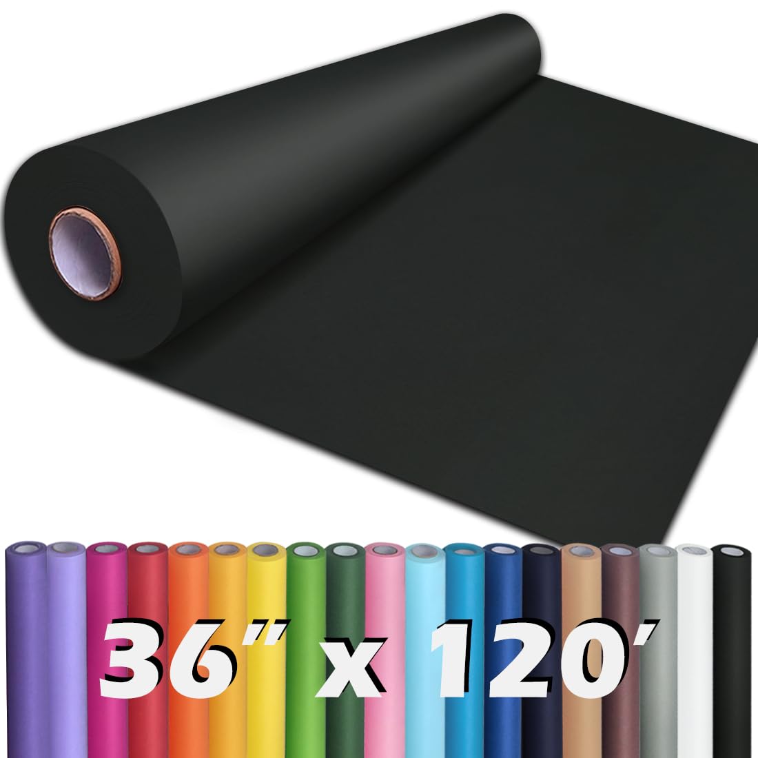 PerkHomy 36" x 1,440" (120') Black Kraft Paper Roll for Craft Bulletin Board Paper Art Table Covering Crafting Gift Wrapping Bouquet Packing Parcel 80GSM 55LB (Black, 36" x 120')