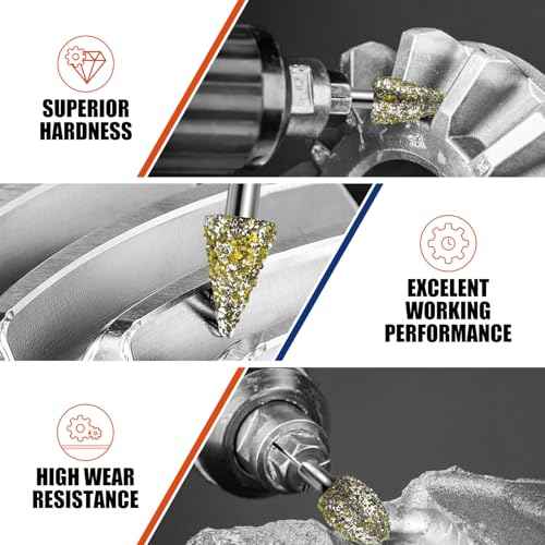 20Pcs 46-Grit Diamond Grinder Bits for Dremel Tool Accessories, 1/8" Shank, Rotary Tool Bits for Stone Glass Resin Porcelain Ceramic Dog Nail Glaze Metal Carve Engrave Polish