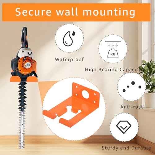 WeedEater Rack & Chainsaw Holder - Heavy Duty Garage Organizer Wall Mount for Grass Trimmer,Hedge Trimmer, Backpack Blower, Garden Tools, 2 Pack