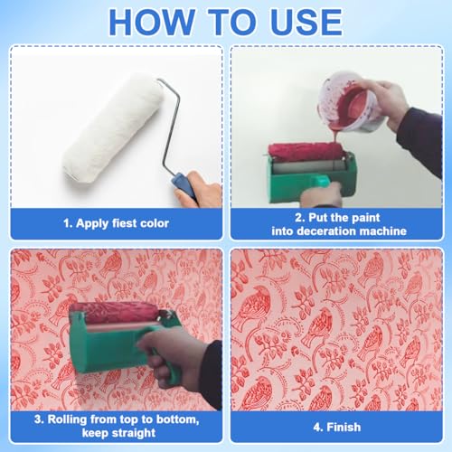 jojofuny Printed Roller 7 Inch Textured Paint Roller for Unique Wall Decoration Durable Rubber Wall Texture Tool for DIY Art Projects and Easy Painting