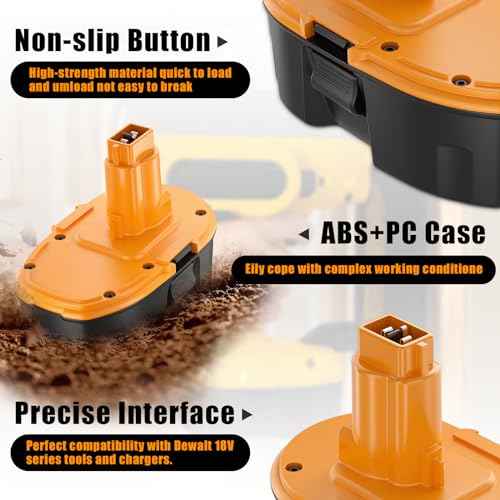 2Pack 5000Ah Replacement for Dewalt 18V Battery Ni-Mh DC9098 DC9096 DC9099 DC970 DW9095 DW9096 DW9098 DW9099 DE9039 DE9096 DE9098 with DC931 Ni-Cad Ni-Mh 18V Battery Charger