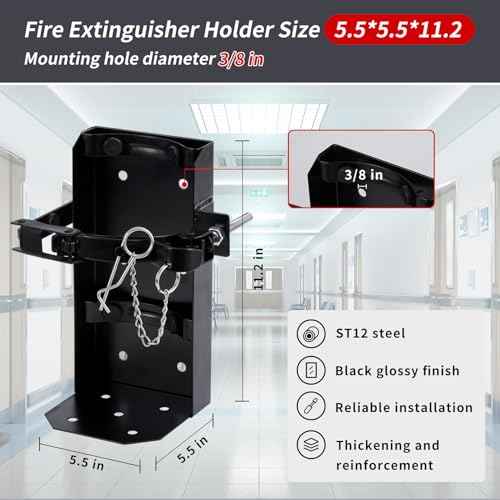 ?????????????? Heavy Duty Fire Extinguisher Bracket, Fire Extinguisher Mount St12 Steel, Fit 10 Lb Dry/5 Lb Co2 Extinguisher for School Vehicle Boat Truck Replace amerex 809, 3-Yr Service