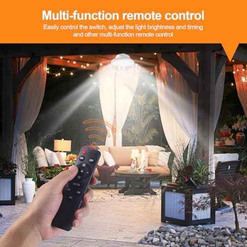 Solar Pendant Light Shed Light Lighting Day and Night Auto Dusk to Dawn Solar Light Indoor and Outdoor with Remote Controlfor for Barn, Patio, Garden, Yard, Gazebo,Chicken Coop, Tent (2 Lights)