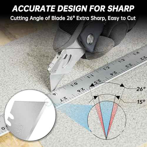 Utility Knife Blades for Gerber Utility Knife, 20 Pack Replacement Blades, Durable SK5 Steel Heavy Duty Box Cutter, Non-Rusting with Plastic Case, for Most Standard Utility Knives