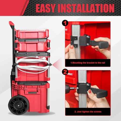Extension Cord Holder Compatible with Milwaukee Packout Toolbox, Cord Storage Organizer, Space-Saving Corner Rail Clips for Packout System