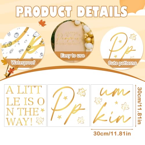 Pumpkin Baby Shower Decorations - A Little Pumpkin is on The Way Sign Decal, Wall Stickers for Balloon Arch Backdrop Decor, Fall Gender Reveal Party Decorations