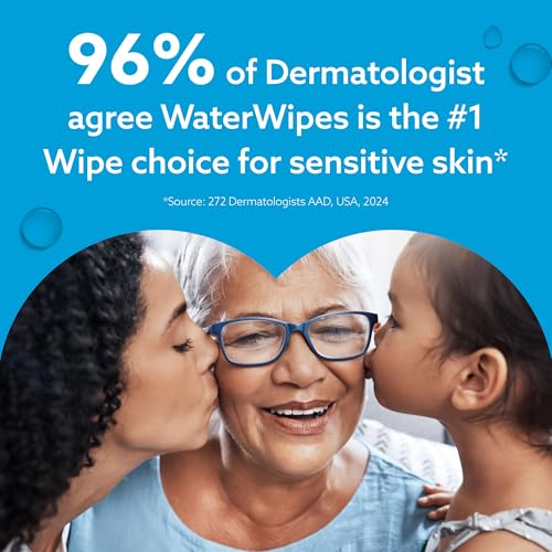 WaterWipes Sensitive+ Baby & Toddler Wipes, 3-In-1 Cleans, Cares, Protects, 99.9% Water, Textured Clean, Unscented & Hypoallergenic, 720 Count (12 Packs)