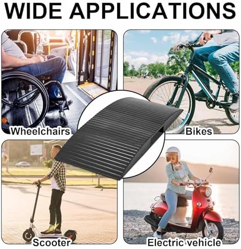 19.7 x 33.9 x 2.8 inch Rubber Curb Ramp Bridge Threshold Ramps for Doorways, Get in and Out of Houses, Wheelchairs/Walkers, Non Slip Indoor Outdoor Patio Transition Ramp