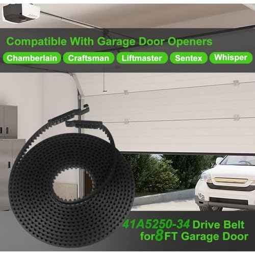 41A5250-34 Drive Belt 257'' for 8FT Garage Door Stable and Quiet Compatible with Chamberlain Liftmaster Craftsman Sentex Whisper Garage Door Openers (41A5250-34 8FT Garage Door Belt)