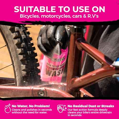 Muc-Off Waterless Bike Wash 750ml + 5x Premium Brush Set | No Water Bike Cleaner with Biodegradable Formula | Spray and Wipe Easy Bike Cleaning | Streak-Free Spray Cleaner Safe on Carbon Fibre