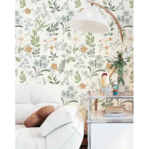 MelunMer Floral Wall Paper Peel and Stick Wallpaper Boho Leaf Contact Paper for Drawers Cabinets Self Adhesive Removable Wallpaper for Bedroom Bathroom Waterproof Botanical Green17.3 x78.7