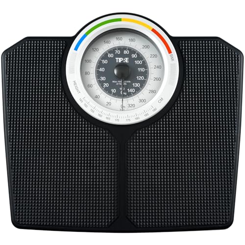 Analog Scale for Body Weight, Mechanical Bathroom Scale, Analog Scale for Body Weight, 150kg/330lb, Dial Scale with Wider and Thicker Anti-Slip Platform, Simple Calibration, No Required Battery