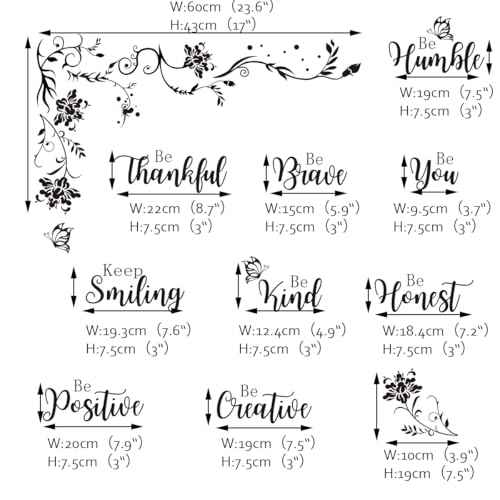 Runtoo Large Inspirational Quotes Wall Art Decals Black Motivational Saying Wall Stickers for Living Room Bedroom Office Lettering Decor