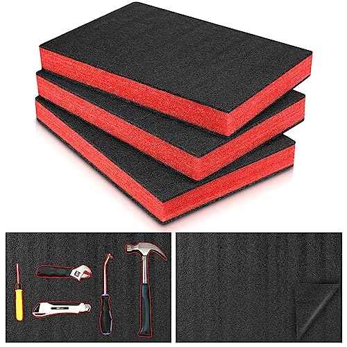 Frienda 3 Pcs Tool Box Foam Organizers Liner Adjustable Shadow 18 x 12 x 2.17 Inch Tool Chest Drawer Inserts Non Slip Foam