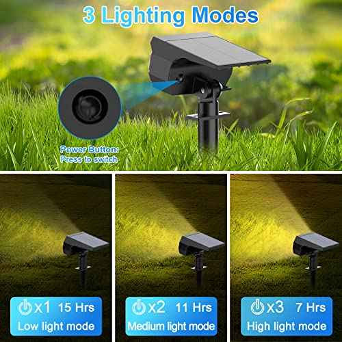 Solar Spot Lights Outdoor, [57 LED/6 Pack] Solar Lights Outdoor IP65 Waterproof, 3 Modes Solar Powered Landscape Spotlights for Garden Yard Outside Patio Pathway Pool(Warm White)