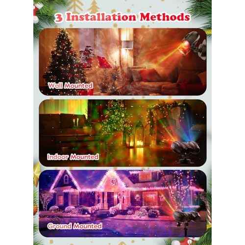 Minetom 3 in 1 Halloween Christmas Projector Lights Outdoor 21 HD Effects (3D Ocean Wave + Patterns+Red Green) Waterproof with Timer Halloween Landscape Lights for Indoor Holiday