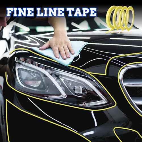 4 Rolls Pin Stripe Tape for Car Multi Size Pinstripe Tape Set 5/64,1/8,15/64,1/2 Inch x 72 Yard Long Masking Tapes for Automotive DIY Paint Art Yellow