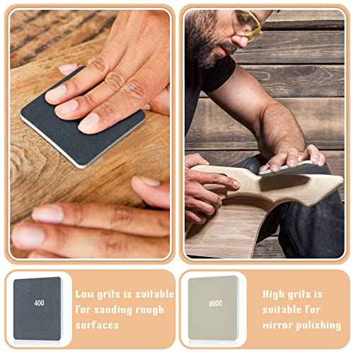 Honoson 15 Pcs 2 x 2 Inch Sanding Pads Padded Sanding Pads Polishing Soft Mess Pen Kit Double Sided Grits for Plastic Acrylic Materials
