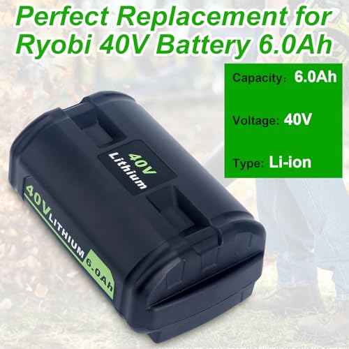 Upgrade 6000mAh Replacement for Ryobi 40V Battery, Compatible with Ryobi 40 Volt Lithium Batteries OP4050A OP4040 OP40401 OP4026 OP40601 for 40v Power Tools