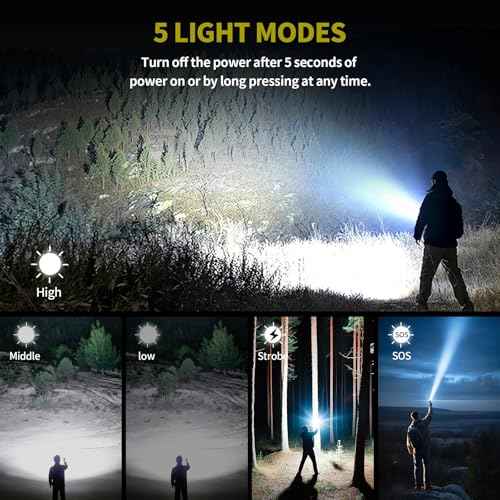 Tactical Flashlight High Lumens, 5000mAh USB-C Rechargeable, 3000lm Bright Flashlights 5000 FT Beam, 5 Modes, Zoomable, 7-32H Runtime, with Lens, for Camping, Hiking, Emergencies
