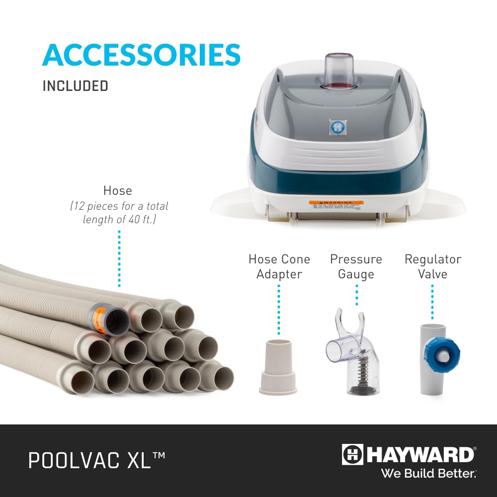 Hayward W32025ADC PoolVac XL Automatic Inground Pool Vacuum Cleaner, Suction Gunite Pool Cleaner up to 20 x 40 ft