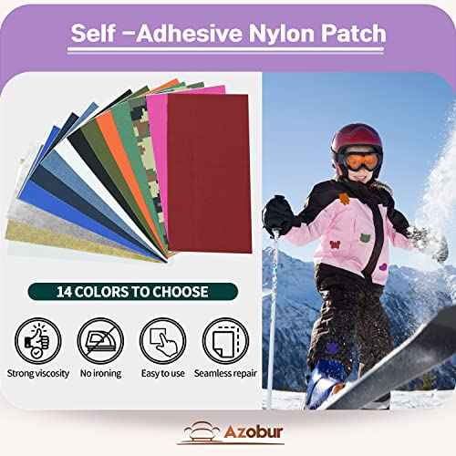 Azobur 2-Pack Nylon Repair Patches Self Adhesive Vinyl Outdoor Camping Gear Repair Kit,Waterproof Fabric Repair Patches for Down Jacket, Tent, Sleeping Bag £¨10X20cm£©