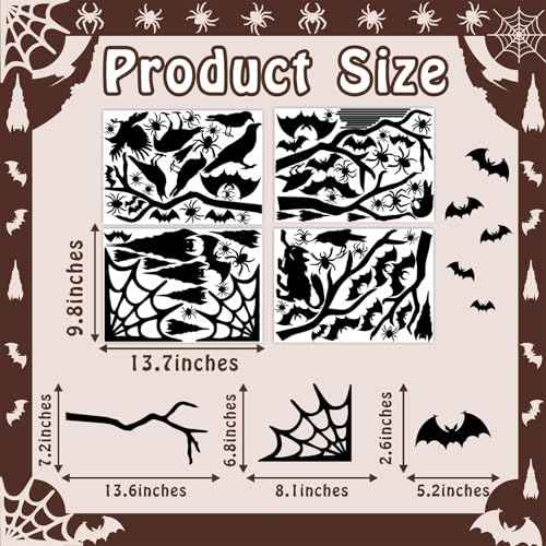 Crow Tree Branch Wall Decals Halloween Vinyl Black Ranven Window Stickers Scary Cat Bat Wall Stickers Spider Crow Halloween Wall Decals Holiday Bat Window Stickers Party Decorations