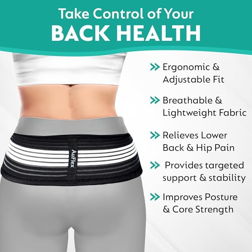 Sciatica Belt for Women & Men – Adjustable Neoprene SI Joint Support Belt – Lower Back & Pelvic Stabilizer – Lightweight & Breathable – Fits Hip Sizes 44-55 Inches