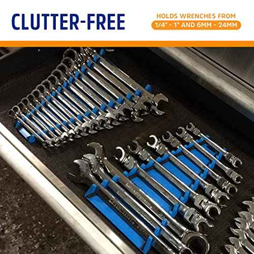 Protoco 4061 Reverse Wrench Rack, 15 Piece, Magnetic, Tool Organizer for Tool Box, Tool Cart or Wall Mounted, Orange