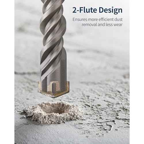 3/16 Inch x 12 Inch SDS Plus Rotary Hammer Drill Bit, Firecore Tungsten Carbide Long Drill Bits for Concrete Masonry Ceramic Tile Cement Walls Brick Rocks Stone, Brocas para Concreto