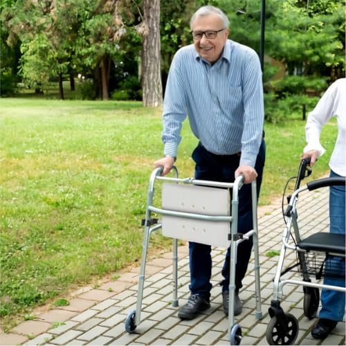 Universal Walker Rest Seat for Attachable Seat Folding Walker, Maximum Weight Capacity of 250 Pounds, Adjustable Range:20"~24"(White)