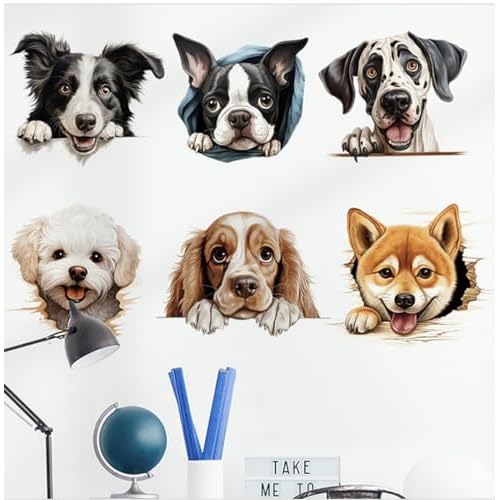 Wall Decals Puppy Dog Peel and Stick for Bedroom Kids Room Decor
