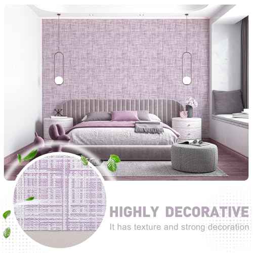 Purple Grasscloth Wallpaper Peel and Stick Wallpaper Texture Contact Paper 17.3"x120" Vintage Wallpaper Removable Waterproof Wall Paper for Room Walls Cabinets Furniture Drawers Desk