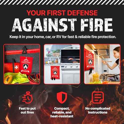 Emergency Fire Blanket - 2-Pack 40¡±x40¡± Stay Prepared With Our Fireproof Blanket Extinguish Flames for Your Home Kitchen - Be a hero with first house must haves along with Extinguisher - Home Safety