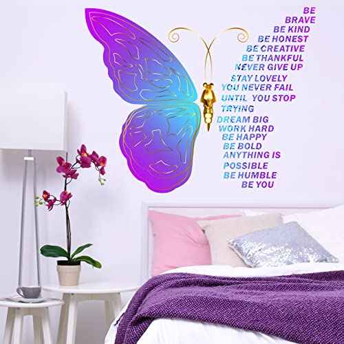 Epakh Butterfly Inspirational Quotes Wall Decals Vinyl Peel and Stick Wall Art Stickers Large Removable Motivational Positive Saying Decals for Women Nursery Bedroom Living Room Kitchen Office Home