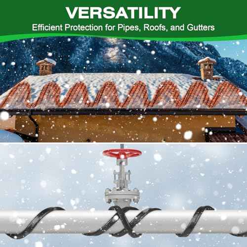 30FT Heat Tape for Water Pipes£¬-40¡ÆF Anti-Freeze De-Icing Heating Tape, Pipe Insulation Heating Cable for Insulation/Roof Snow Removal , Gutter Heating Cable, Heated Water Hose 120V 5W/ft