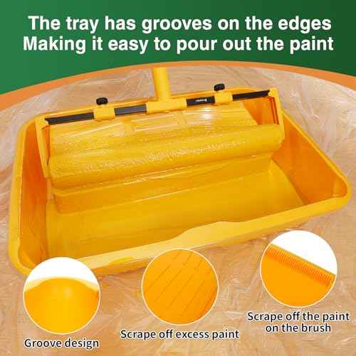 Voomey 18" Paint Roller kit£¬9 Piece 18 inch Paint Roller£¬18 Paint Roller Tray with Liner,Microfiber Paint Roller,Paint kit for House Painting