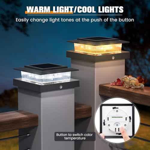 Post Cap Lights 16pack, 4x4 Deck Fence Post Solar Lights Outdoor with Warm White Lighting,Black Waterproof Solar Post Lights for Vinyl/Wood Posts to Decorate Fence, Deck,Garden, Patio