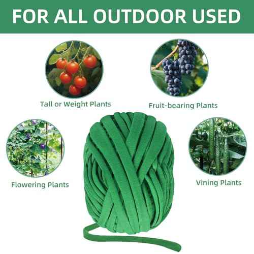 2 Packs Garden Twine, Soft Plants Ties, Green Garden String for Climbing Plants, Vines Plant, Tomatoes, Flowers, Roses Plant Support (98FT/Roll, Total 196FT)