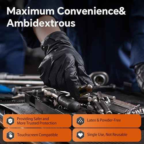 10mil Nitrile Gloves Thick,Industrial Disposable Gloves with Diamond Textured,Heavy Duty Mechanic Glove,Latex Free
